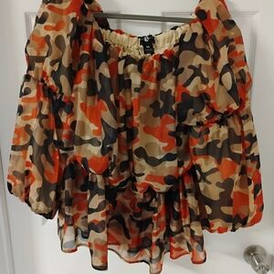 Ashley Stewart Multicolor Camouflage Blouse